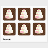 Trouwtaartstickers Vierkante Sticker (Vel)