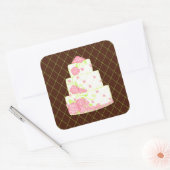 Trouwtaartstickers Vierkante Sticker (Envelop)