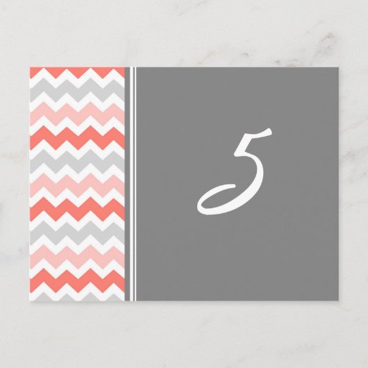 Trouwtafel Aantal Kaarten Coral Grey Chevron (Voorkant)