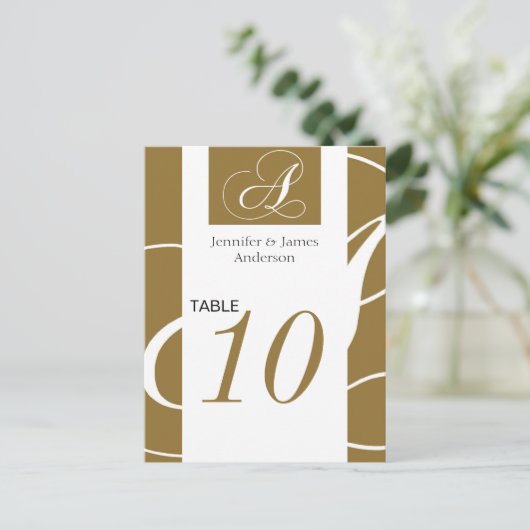 Trouwtafel Aantal Kaarten Gold Monogram (Staand voorkant)