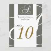 Trouwtafel Aantal Kaarten Goud Zilver Monogram (Voorkant)