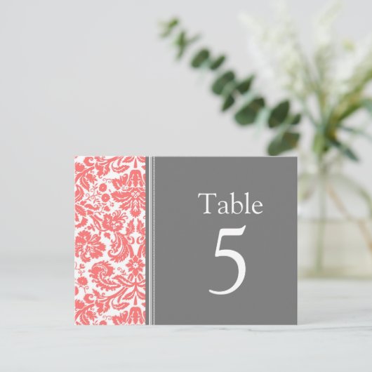 Trouwtafel Aantal Kaarten Grijs Koraal (Staand voorkant)