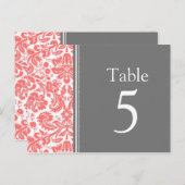 Trouwtafel Aantal Kaarten Grijs Koraal (Voorkant / Achterkant)