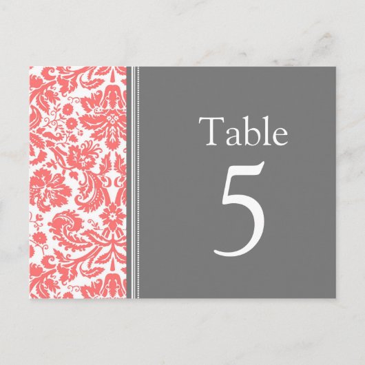 Trouwtafel Aantal Kaarten Grijs Koraal (Voorkant)