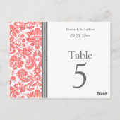 Trouwtafel Aantal Kaarten Grijs Koraal (Achterkant)