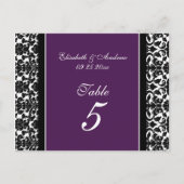 Trouwtafel Aantal Kaarten Plum Damask (Voorkant)