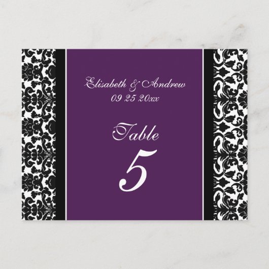 Trouwtafel Aantal Kaarten Plum Damask (Voorkant)
