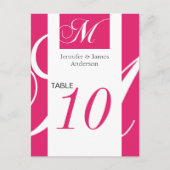 Trouwtafel Aantal Kaarten Roze Monogram M (Voorkant)