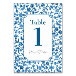 Trouwtafel Chintz Blauw & Wit Bloemen Ditsy Kaart