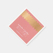 TROUWTAFEL DECOR chevron patroon goud koraal Servetten (Hoek)