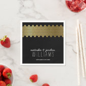 TROUWTAFEL DECOR chevron patroon goud zwart Servetten (Insitu)