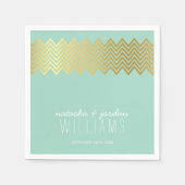 TROUWTAFEL DECOR chevron patroon gouden munt Servet (Voorkant)