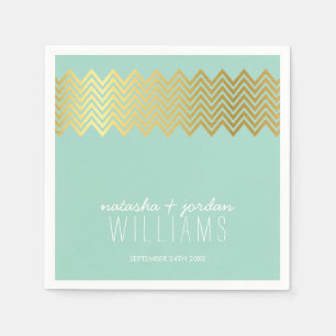 TROUWTAFEL DECOR chevron patroon gouden munt Servet