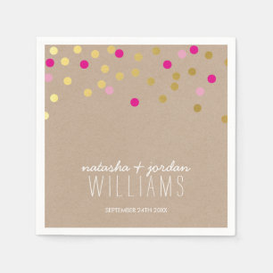 TROUWTAFEL DECOR confetti spots goud roze kraft Servetten