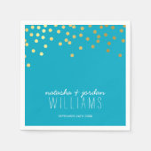TROUWTAFEL DECOR confetti spots goud turquoise Servetten (Voorkant)