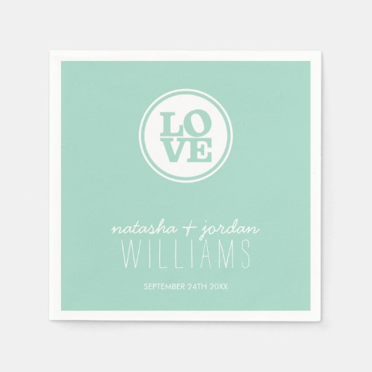 TROUWTAFEL DECOR liefde spot typografie cool munt Servetten (Voorkant)