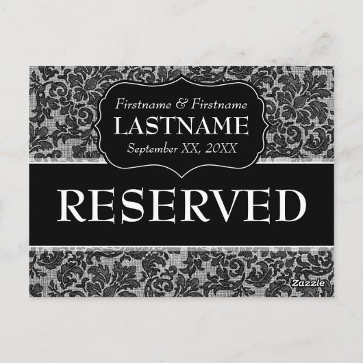 Trouwtafel GERESERVEERD Teken kant patroon Briefkaart (Achterkant)