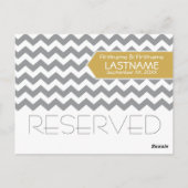 Trouwtafel GERESERVEERD Teken Modern Chevron Briefkaart (Achterkant)