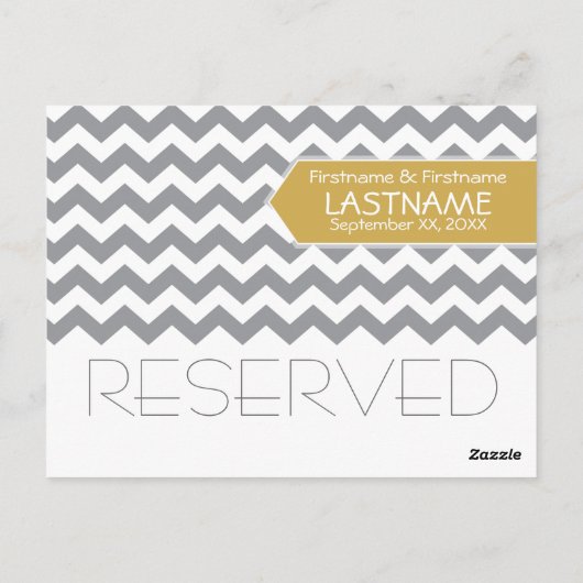 Trouwtafel GERESERVEERD Teken Modern Chevron Briefkaart (Achterkant)