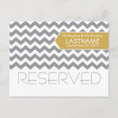 Trouwtafel GERESERVEERD Teken Modern Chevron Briefkaart (Voorkant)