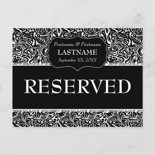 Trouwtafel GERESERVEERD Teken Modern Patroon Briefkaart (Achterkant)