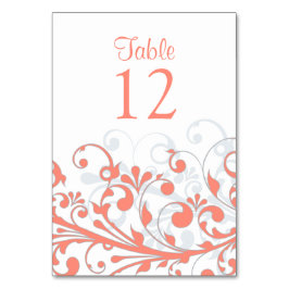 Trouwtafel Kaart Abstract Koraal Grijs Bloemen