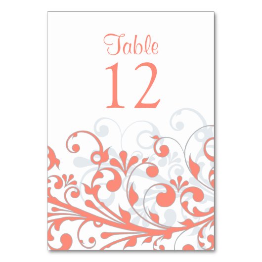 Trouwtafel Kaart Abstract Koraal Grijs Bloemen (Voorkant)