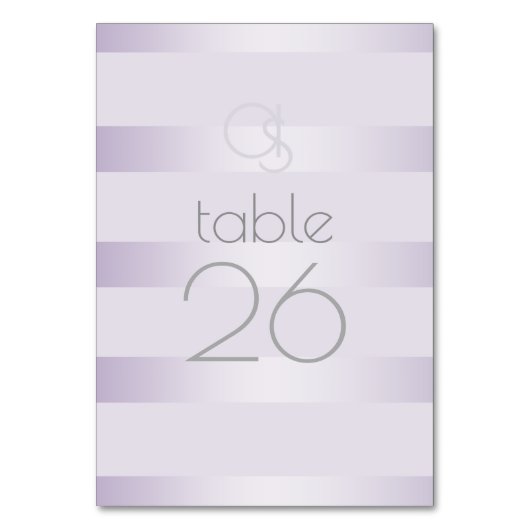 Trouwtafel Kaart | Lila Shimmer Stripe Monogram (Voorkant)