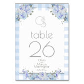 Trouwtafel Kaart | Monogram Blauwe Bloemen BOHO (Voorkant)