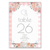 Trouwtafel Kaart | Monogram koraalflora BOHO (Voorkant)