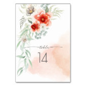 Trouwtafel Kaart | Waterverf Bold Coral Flowers (Achterkant)