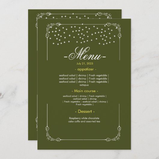 Trouwtafel Menu Plat Menu (Voorkant / Achterkant)