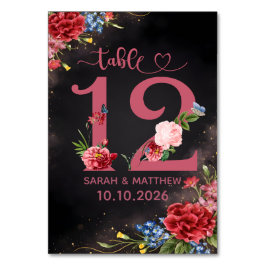 Trouwtafel Nummer 12 kaart met blozende bloemen