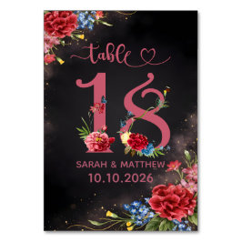 Trouwtafel Nummer 18 Kaart met Blozende Bloemen