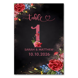 Trouwtafel Nummer 1 Kaart met Blozende Bloemen