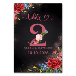 Trouwtafel Nummer 2 Kaart met Blozende Bloemen