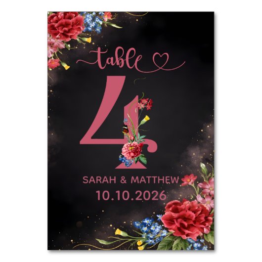 Trouwtafel Nummer 4 Kaart Blush Bloemen (Voorkant)