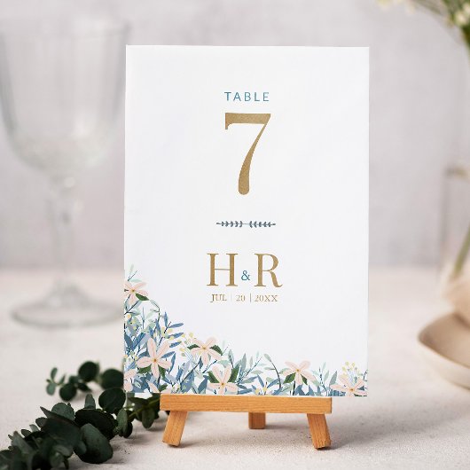 Trouwtafel Nummer Beginletters Datum Wilde Bloemen Kaart