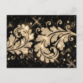 Trouwtafel Nummer Bloemen Glitter Werveltje Goud Briefkaart (Achterkant)