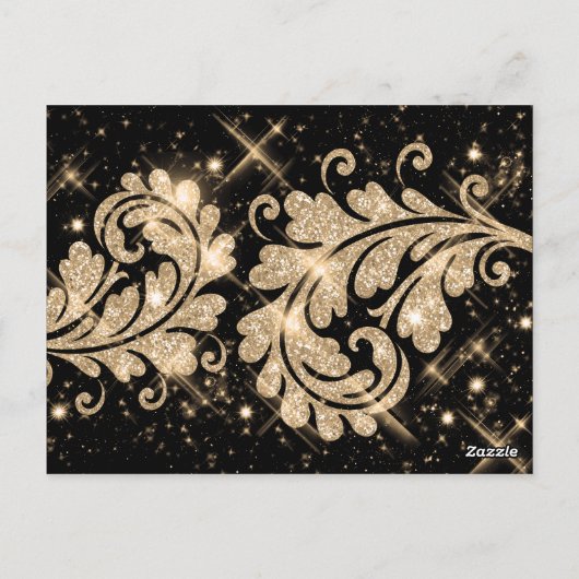 Trouwtafel Nummer Bloemen Glitter Werveltje Goud Briefkaart (Achterkant)