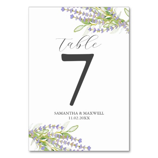 Trouwtafel nummer Botanische Lavendel Kaart (Achterkant)