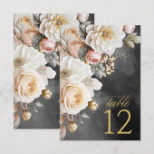 Trouwtafel Nummer Charcoal Bloemendrama ID1022 Kaart (Voorkant / Achterkant)