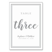 Trouwtafel nummer drie eenvoudige grijs & wit kaart (Voorkant)