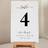 Trouwtafel nummer Eenvoudige Effen Witte Kleur Kaart