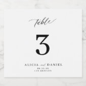 Trouwtafel nummer eenvoudige minimalist sparkling wijnetiket (Enkel label)