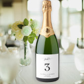Trouwtafel nummer eenvoudige minimalist sparkling wijnetiket