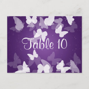Trouwtafel nummer Elusive Butterflies Paarse Briefkaart