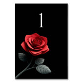 Trouwtafel nummer-enkele rode roos- kaart (Achterkant)
