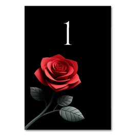 Trouwtafel nummer-enkele rode roos- kaart