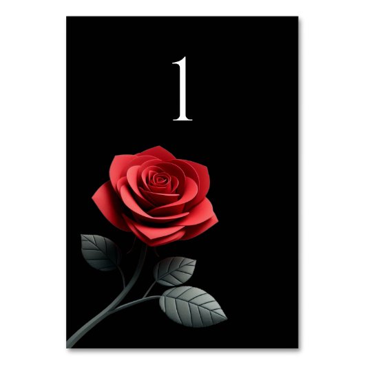 Trouwtafel nummer-enkele rode roos- kaart (Voorkant)